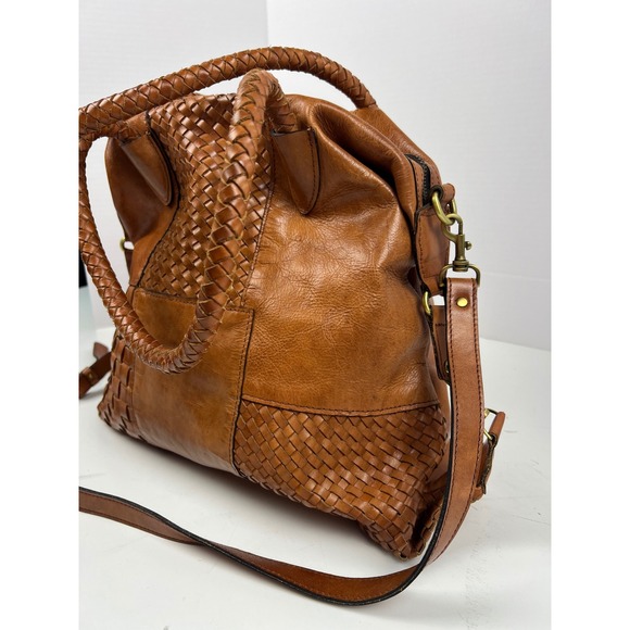 Patricia Nash Leather Paloma Tote Crossbody Bag Tan Braided Handles Shoulder Bag - Picture 5 of 14